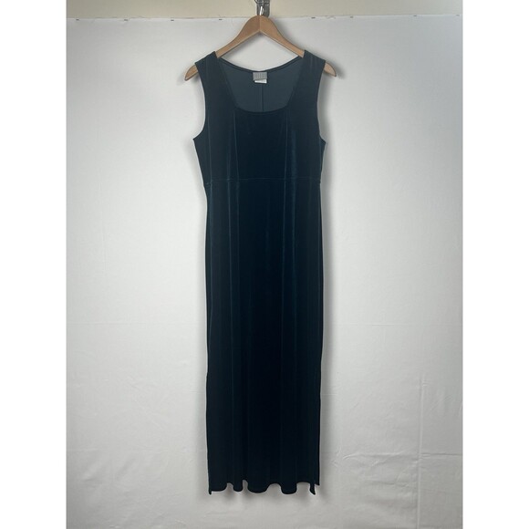 Vintage Forest Green Velvet Maxi Dress & Jacket Beaded Y2K Shoulder Pads USA 12 - Picture 3 of 16